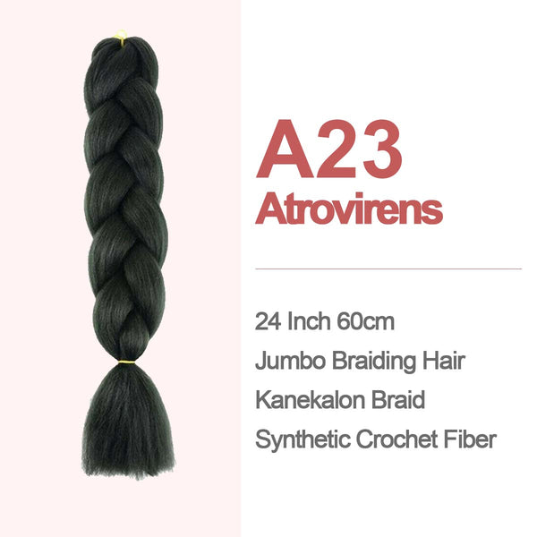 Jumbo Braiding Hair 60cm Hair Extensions Kanekalon Braid Synthetic Crochet Fiber A23 Atrovirens