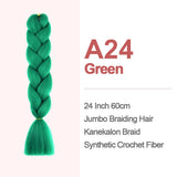 Jumbo Braiding Hair 60cm Hair Extensions Kanekalon Braid Synthetic Crochet Fiber A24 Green