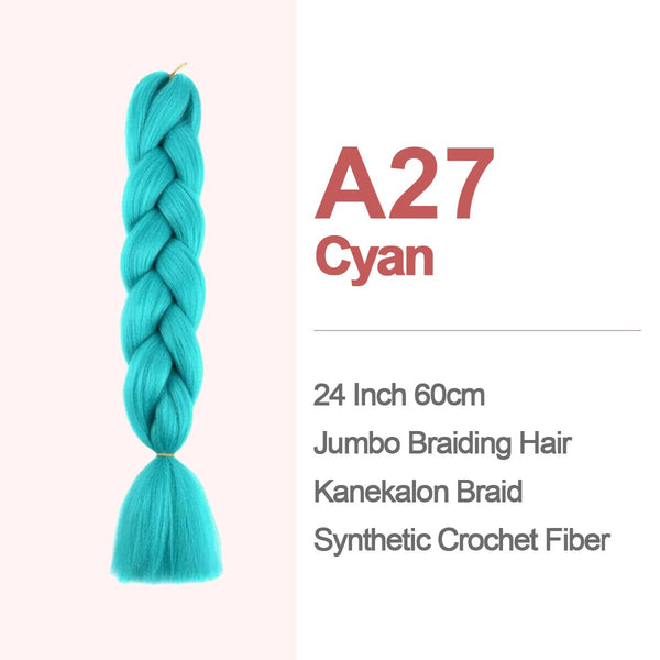 Jumbo Braiding Hair 60cm Hair Extensions Kanekalon Braid Synthetic Crochet Fiber A27 Cyan