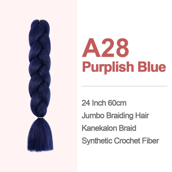 Jumbo Braiding Hair 60cm Hair Extensions Kanekalon Braid Synthetic Crochet Fiber A28 Purplish Blue