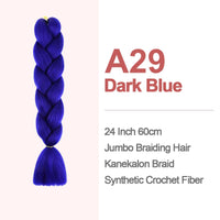 Jumbo Braiding Hair 60cm Hair Extensions Kanekalon Braid Synthetic Crochet Fiber A29 Dark Blue