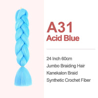 Jumbo Braiding Hair 60cm Hair Extensions Kanekalon Braid Synthetic Crochet Fiber A31 Acid Blue