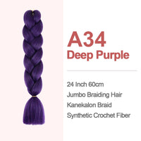 Jumbo Braiding Hair 60cm Hair Extensions Kanekalon Braid Synthetic Crochet Fiber A34 Deep Purple