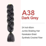 Jumbo Braiding Hair 60cm Hair Extensions Kanekalon Braid Synthetic Crochet Fiber A38 Dark grey