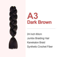 Jumbo Braiding Hair 60cm Hair Extensions Kanekalon Braid Synthetic Crochet Fiber A3 Dark Brown