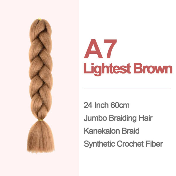 Jumbo Braiding Hair 60cm Hair Extensions Kanekalon Braid Synthetic Crochet Fiber A7 Lightest Brown