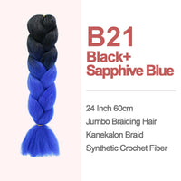 Jumbo Braiding Hair 60cm Hair Extensions Kanekalon Braid Synthetic Crochet Fiber two-tone
