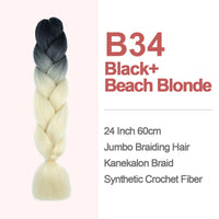 Jumbo Braiding Hair 60cm Hair Extensions Kanekalon Braid Synthetic Crochet Fiber two-tone