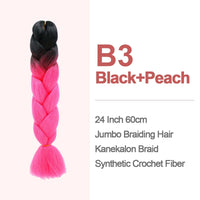 Jumbo Braiding Hair 60cm Hair Extensions Kanekalon Braid Synthetic Crochet Fiber two-tone