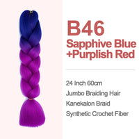 Jumbo Braiding Hair 60cm Hair Extensions Kanekalon Braid Synthetic Crochet Fiber two-tone