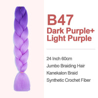 Jumbo Braiding Hair 60cm Hair Extensions Kanekalon Braid Synthetic Crochet Fiber two-tone