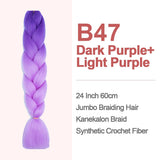 Jumbo Braiding Hair 60cm Hair Extensions Kanekalon Braid Synthetic Crochet Fiber two-tone