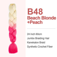 Jumbo Braiding Hair 60cm Hair Extensions Kanekalon Braid Synthetic Crochet Fiber two-tone