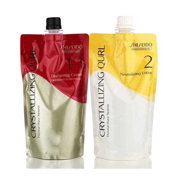 Shiseido Crystallizing Qurl Designing  Cream Set Choices  F1 + 2 Resistant Hair 400g SALON BARBER