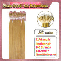22" Nano Bead Hair Extensions 100 Stands Full Head (Blonde）