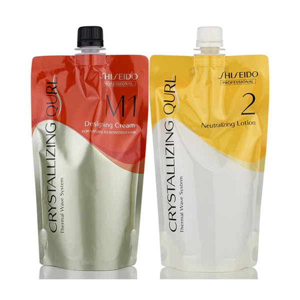 Shiseido Crystallizing Qurl Designing  Cream Set Choices  M1 + 2 Resistant Hair 400g SALON BARBER