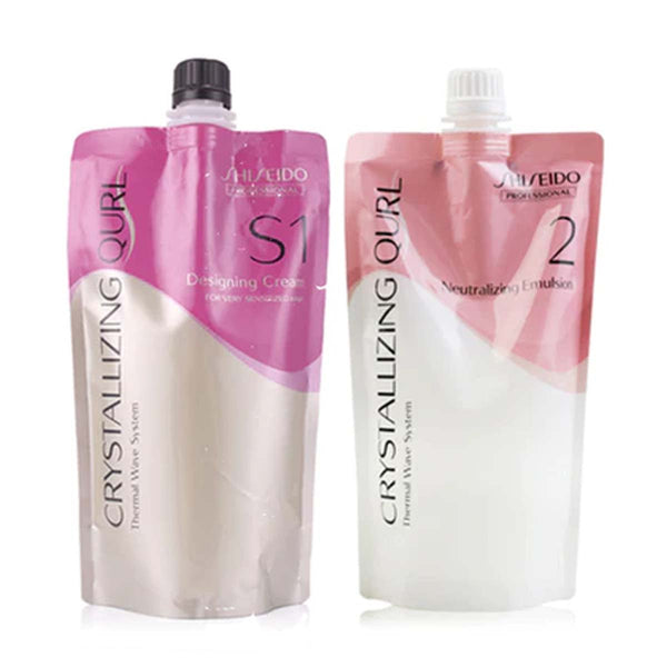 Shiseido Crystallizing Qurl Designing  Cream Set Choices  S1 + 2 Resistant Hair 400g SALON BARBER
