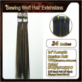 24’’ Sewing Weft Hair Extensions  2 Strips Standard Full Head