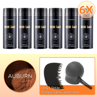 6 Bottles 6X ROICIAO Hair Loss Building Fibers (168g) Keratin Concealer+(Only 1 spray Pump+1 Dedicated Comb)