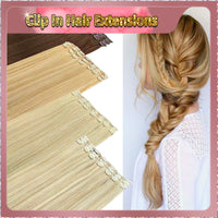 22'' Clip In Hair Extensions 3 Pieces 21 Clips Standard Full Head（Blonde）
