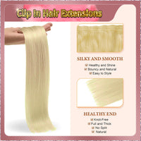 22'' Clip In Hair Extensions 3 Pieces 21 Clips Standard Full Head（Blonde）