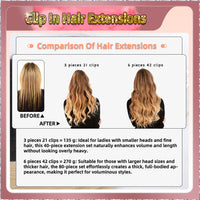 22'' Clip In Hair Extensions 3 Pieces 21 Clips Standard Full Head（Blonde）