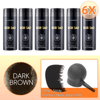 6 Bottles 6X ROICIAO Hair Loss Building Fibers (168g) Keratin Concealer+(Only 1 spray Pump+1 Dedicated Comb)