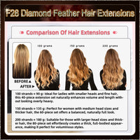 22'' On Darker Range F28 Diamond Feather Hair Extensions 100 Strands Standard Full Head  24