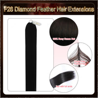 26'' On Darker Range F28 Diamond Feather Hair Extensions  100 Strands Standard Full Head  25