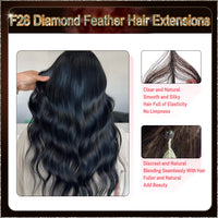 26'' On Darker Range F28 Diamond Feather Hair Extensions  100 Strands Standard Full Head  25