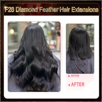 26'' On Darker Range F28 Diamond Feather Hair Extensions  100 Strands Standard Full Head  25