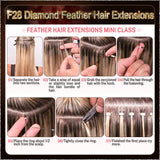 26'' On Darker Range F28 Diamond Feather Hair Extensions  100 Strands Standard Full Head  25