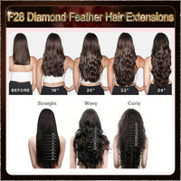 26'' On Darker Range F28 Diamond Feather Hair Extensions  100 Strands Standard Full Head  25