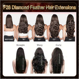 26'' On Darker Range F28 Diamond Feather Hair Extensions  100 Strands Standard Full Head  25