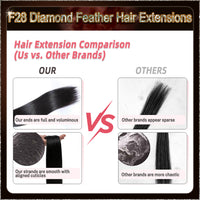 26'' On Darker Range F28 Diamond Feather Hair Extensions  100 Strands Standard Full Head  25