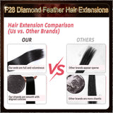 26'' On Darker Range F28 Diamond Feather Hair Extensions  100 Strands Standard Full Head  25