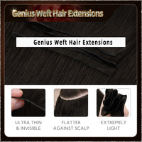 20'' Russian Hair On Darker Range Genius Weft Hair Extensions 2 Strips Standard Full Head  27