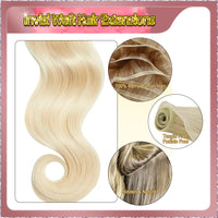 18'' Russian Hair On Blonde Range Invisi Weft Hair Extensions 2 Strips Standard Full Head  28