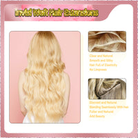 18'' Russian Hair On Blonde Range Invisi Weft Hair Extensions 2 Strips Standard Full Head  28