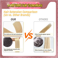 18'' Russian Hair On Blonde Range Invisi Weft Hair Extensions 2 Strips Standard Full Head  28