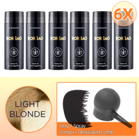 6 Bottles 6X ROICIAO Hair Loss Building Fibers (168g) Keratin Concealer+(Only 1 spray Pump+1 Dedicated Comb)