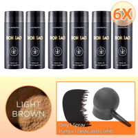 6 Bottles 6X ROICIAO Hair Loss Building Fibers (168g) Keratin Concealer+(Only 1 spray Pump+1 Dedicated Comb)