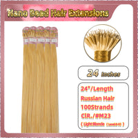 24'' Russian Hair On Blonde Range Nano Bead Hair Extensions Standard Full Head  29