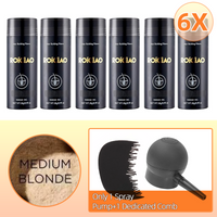 6 Bottles 6X ROICIAO Hair Loss Building Fibers (168g) Keratin Concealer+(Only 1 spray Pump+1 Dedicated Comb)