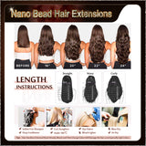 24" Ombre Nano Bead Hair Extensions 100 Stands Full Head (Dark Brown To Blonde）