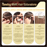 20‘’ Sewing Weft Hair Extensions  2 Strips Standard Full Head (Dark Brown To Blonde）
