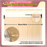 20'' Sewing Weft Hair Extensions  2 Strips Standard Full Head  (Blonde）