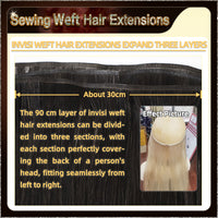 20‘’ Sewing Weft Hair Extensions  2 Strips Standard Full Head (Dark Brown To Blonde）