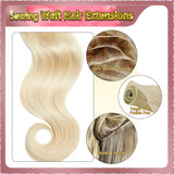 20'' Sewing Weft Hair Extensions  2 Strips Standard Full Head  (Blonde）