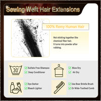 20‘’ Sewing Weft Hair Extensions  2 Strips Standard Full Head (Dark Brown To Blonde）